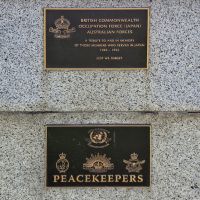 The plaques commemorating the British Commonwealth Occupation Force (BCOF) in Japan and Peacekeepers