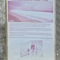 The information panel detailing the Stockton Beach Tank Trap from the Second World War