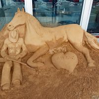 Sand sculpture Anzac 2019 Cobram Hotel 