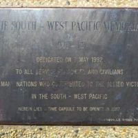The South West Pacific Memorial plaque