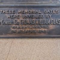 The Memorial Gates unveiling plaque