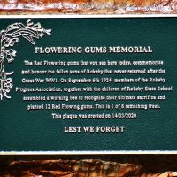 Carved tree with plaque