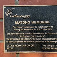 Rededication and move to new location in Matong Park 2023