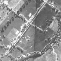 aerial view of Amphitheatre Anzac Avenue in black and white