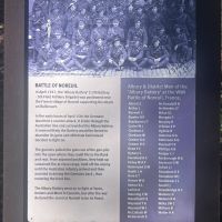 Information panel beside The River Deck Cafe, Noreuil Park, describing the Battle of Noreuil and the role played by the 'Albury Battery'