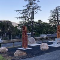 Wood carvings and information boards of the Corryong and District Avenue of Honour Memorial