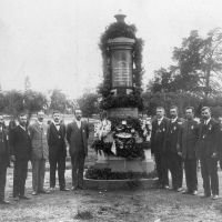 Boar War memorial. Eric Peters war veteran near cenotaph on right 