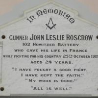 John Leslie Roscrow Memorial Plaque