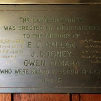 Lance Corporal J. Cooney and Privates E. Callan and O. O'Mara Memorial Plaque Located in St John the Evanglist Church, Jugiong