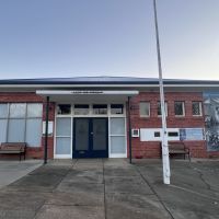 The mural is found on the front of the RSL Memorial Hall, on the right