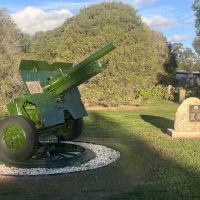Gun, with a plaque commemorating the Waaia RSL 1952-87