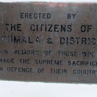 Koumala War Memorial Dedication Plaque