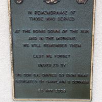 Rainbow Beach War Memorial Remembrance Plaque