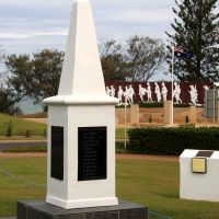 Emu Park War Memorial Column with Anzac Court in the background
