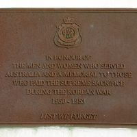 Emu Park War Memorial Korean War Service Commemorative Plaque