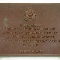 Emu Park War Memorial Malayan Emergency Conflict Service Commemorative Plaque
