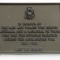 Emu Park War Memorial Afghanistan War Service Commemorative Plaque