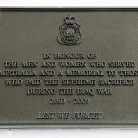Emu Park War Memorial Iraq War Service Commemorative Plaque