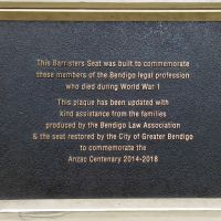 Bendigo Barristers Seat Rear Plaque