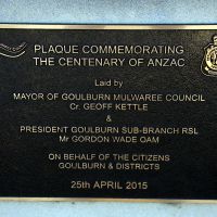 Goulburn Rocky Hill War Memorial Tower Forecourt Centenary of Anzac Commemorative Plaque