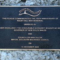 Goulburn Rocky Hill War Memorial Tower 100th Anniversary Commemorative Plaque